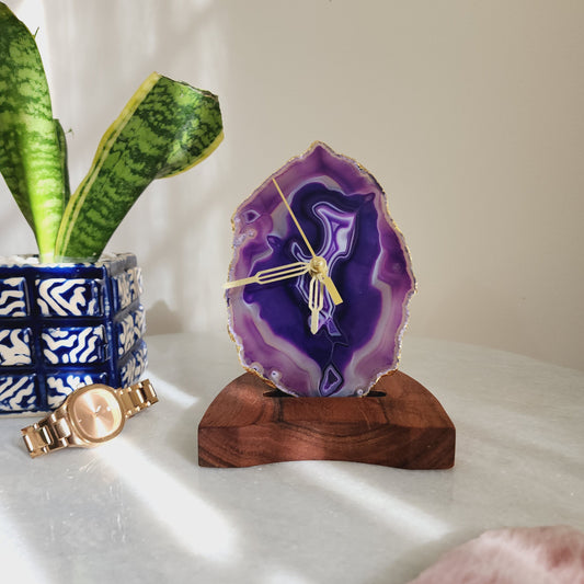 Purple Agate Table Clock