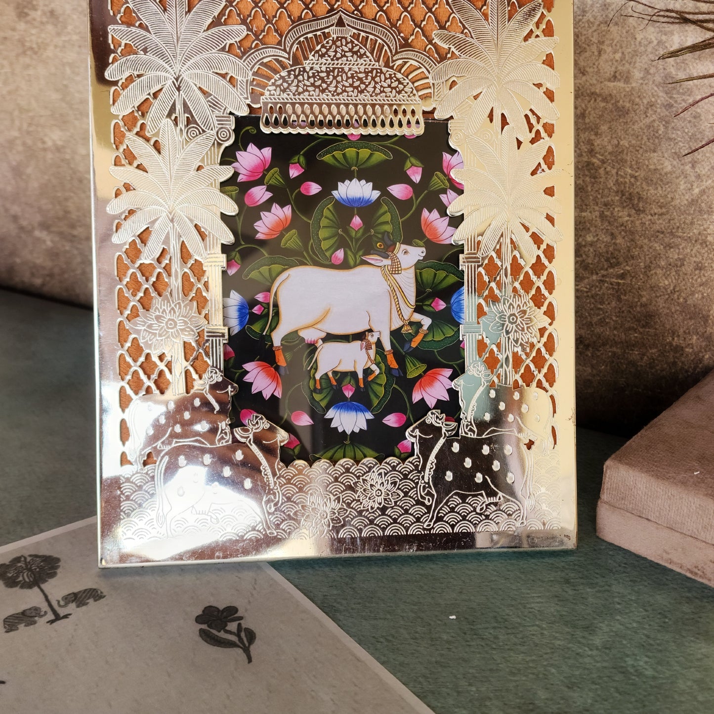 Silver Pichwai Photo Frame