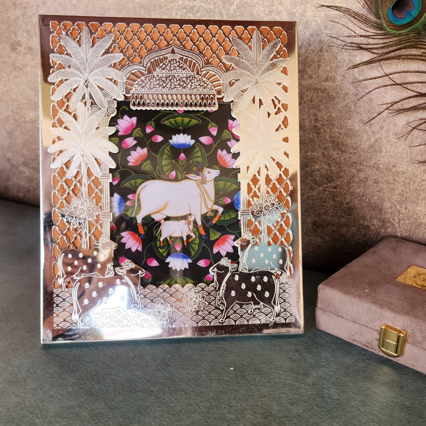 Silver Pichwai Photo Frame