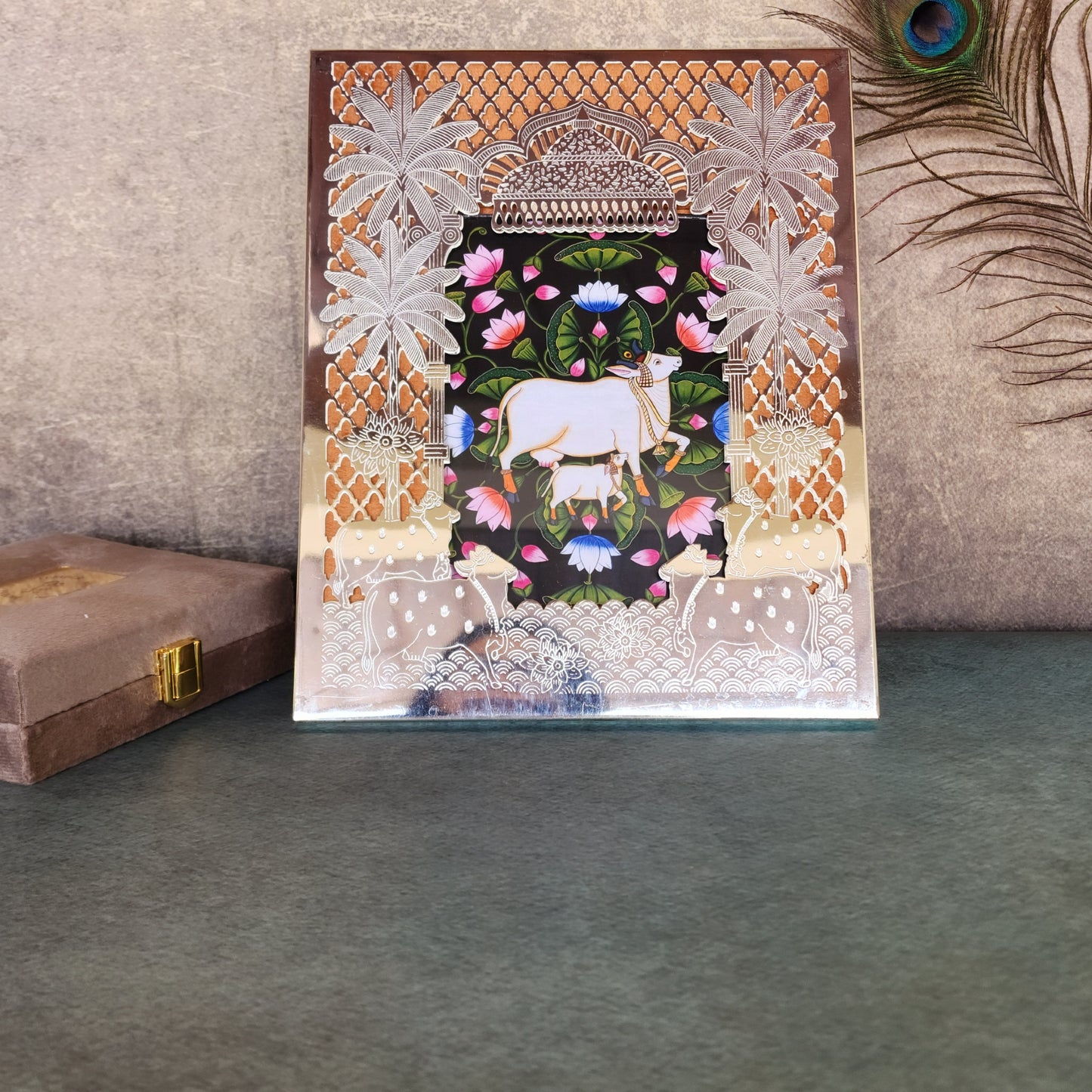 Silver Pichwai Photo Frame