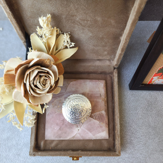 Rose Quartz Silver Pearl Set - Big