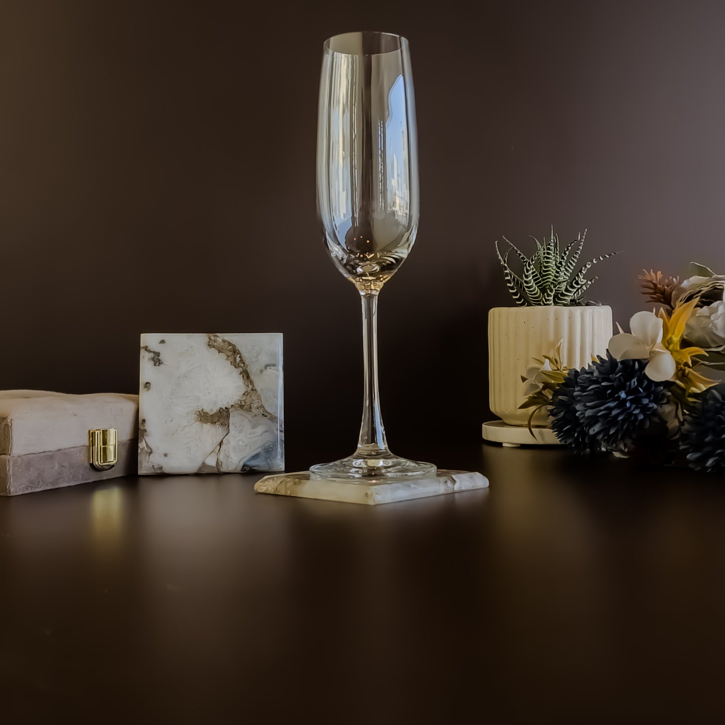 Natural Agate Coaster - Square ( Set of 2 )