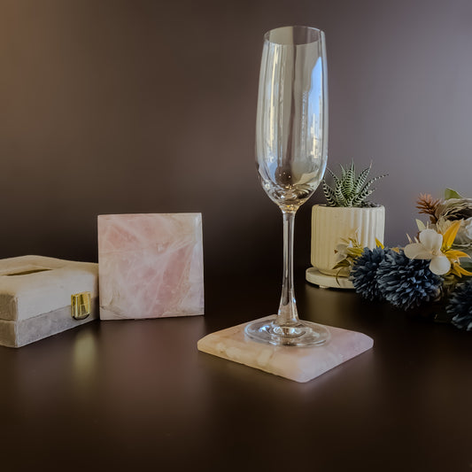 Rose Quartz Coaster- Square ( set of 2 )
