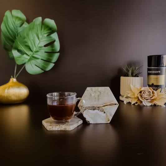 Natural Agate Coaster - Hexagon ( Set of 2 )