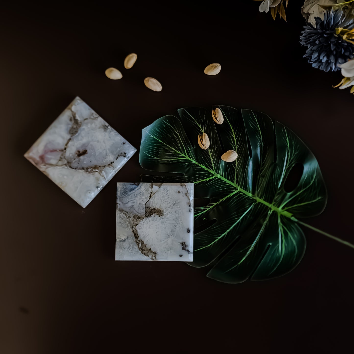 Natural Agate Coaster - Square ( Set of 2 )