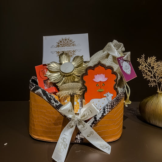 Close-up of Shrinath hamper showcasing exotic and rare heritage-inspired gifts.