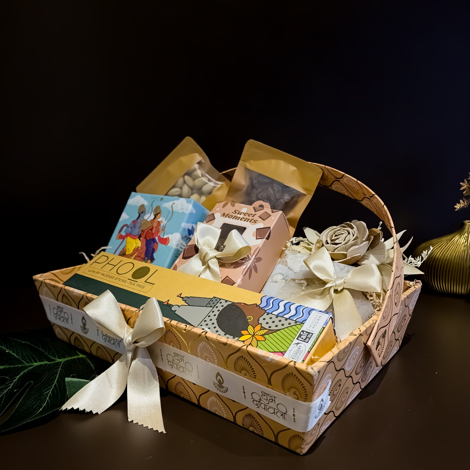 Sugandh Diwali basket styled with aromatic and artistic design β premium festive hampers for employees and clients.