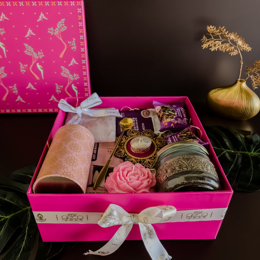 Close-up of Love & Light hamper featuring exotic and festive accents β unique employee gifting India.