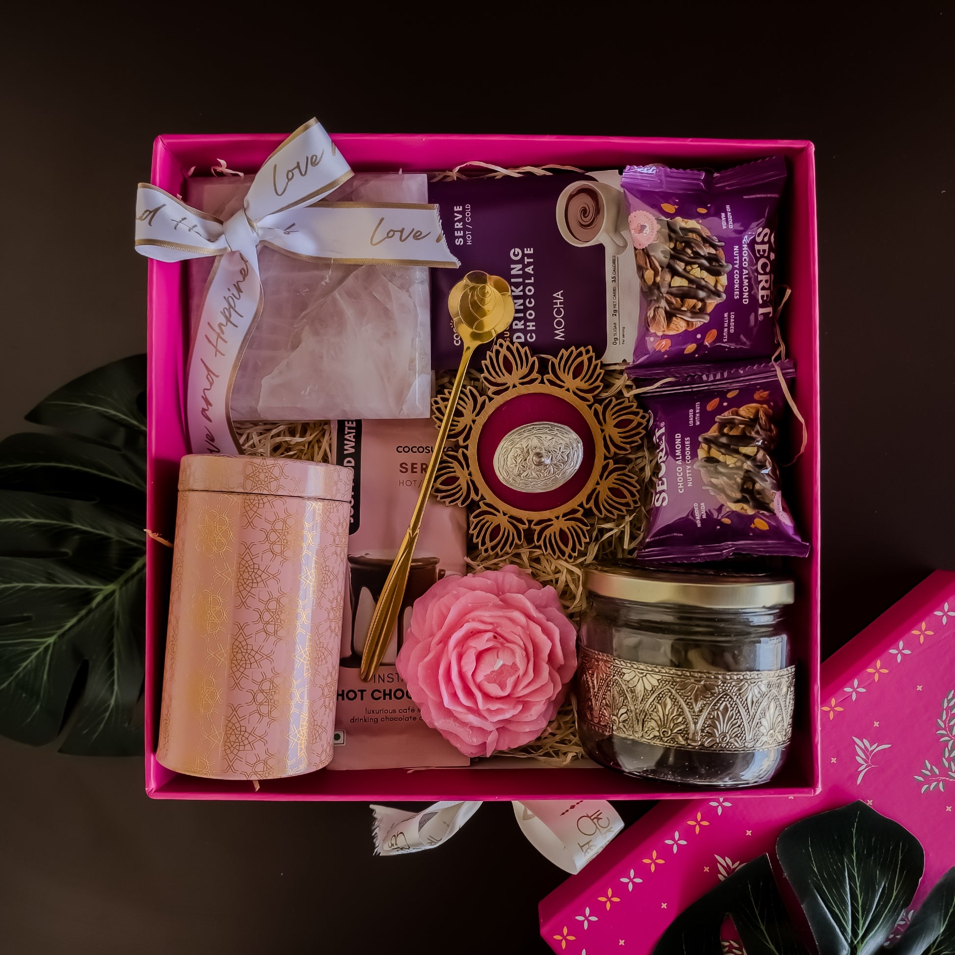 Luxury Love & Light hamper styled with candles and décor – elegant Diwali corporate gifting.