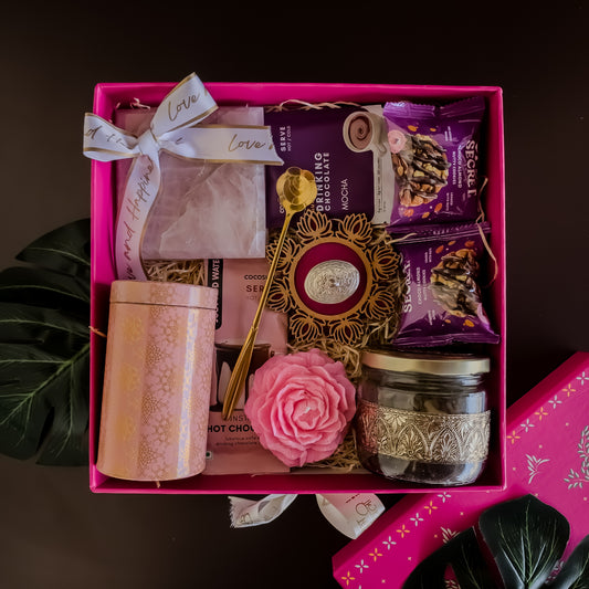 Luxury Love & Light hamper styled with candles and dΓ©cor β elegant Diwali corporate gifting.