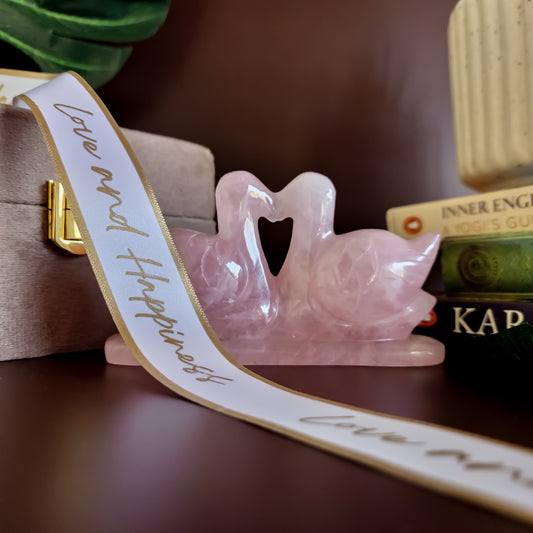Rose Quartz Swan Gemstone Figurine