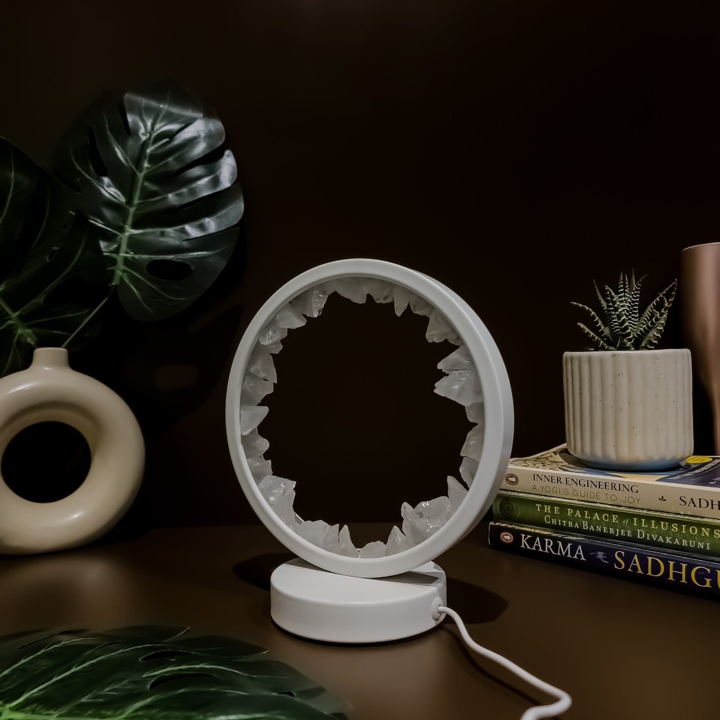 White Quartz Crystal Lamp