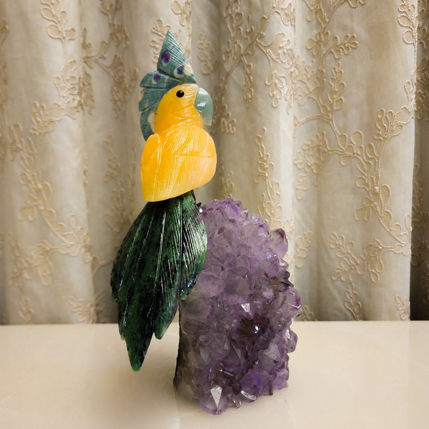 Hand-Carved Gemstone Bird Precious Gift