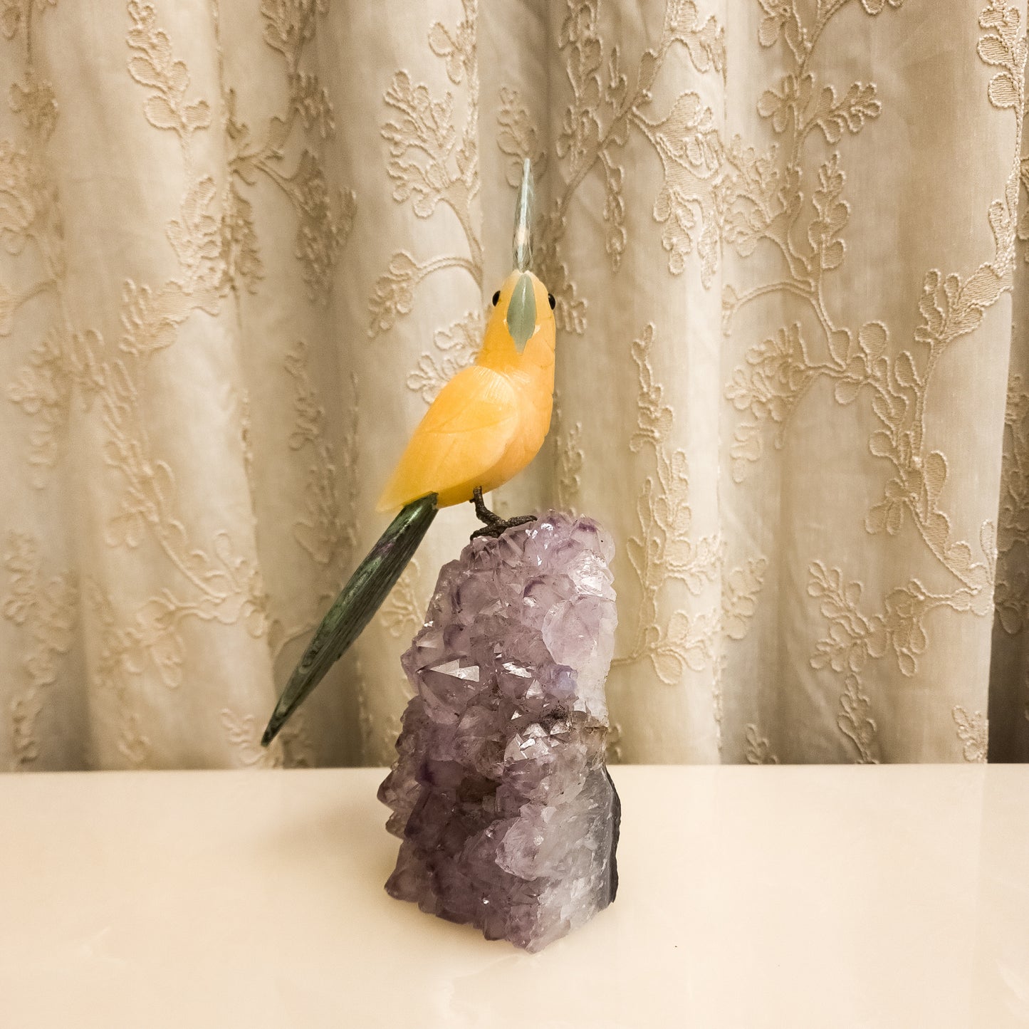 Hand-Carved Gemstone Bird Precious Gift