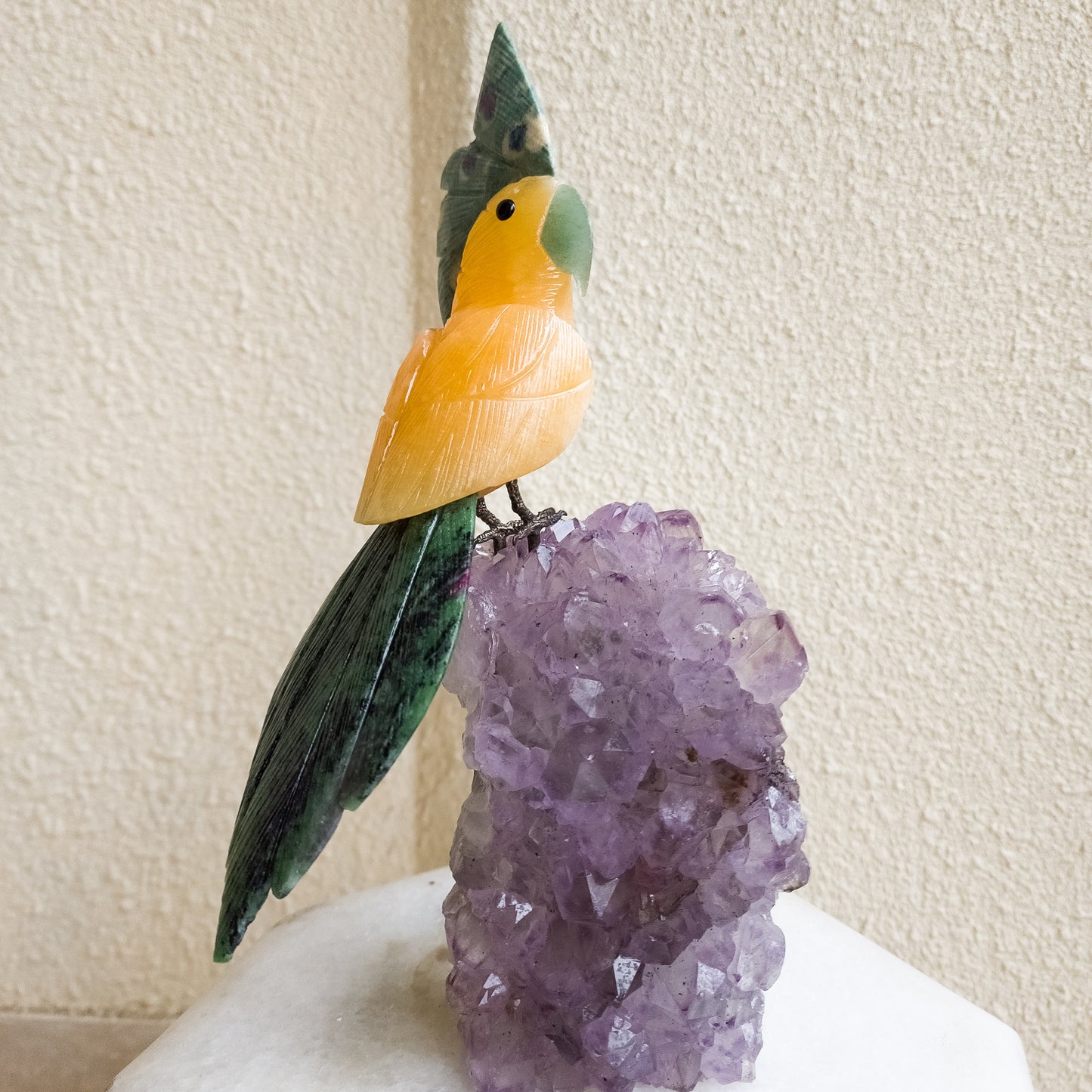 Hand-Carved Gemstone Bird Precious Gift