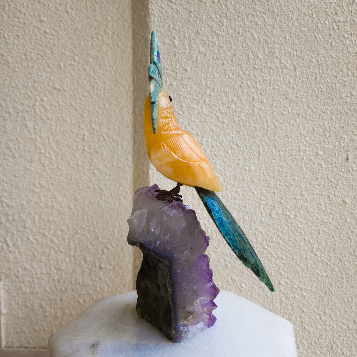 Hand-Carved Gemstone Bird Precious Gift