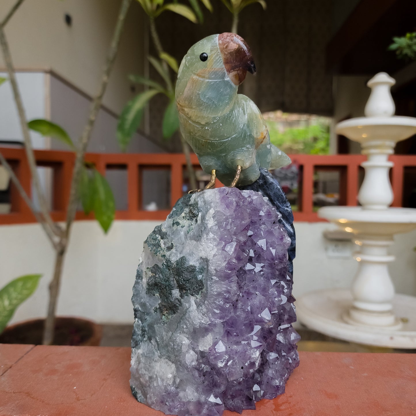 Aquamarine & Sodalite Carved Gemstone Bird