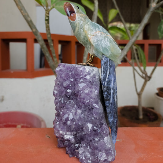 Aquamarine & Sodalite Crystal Bird