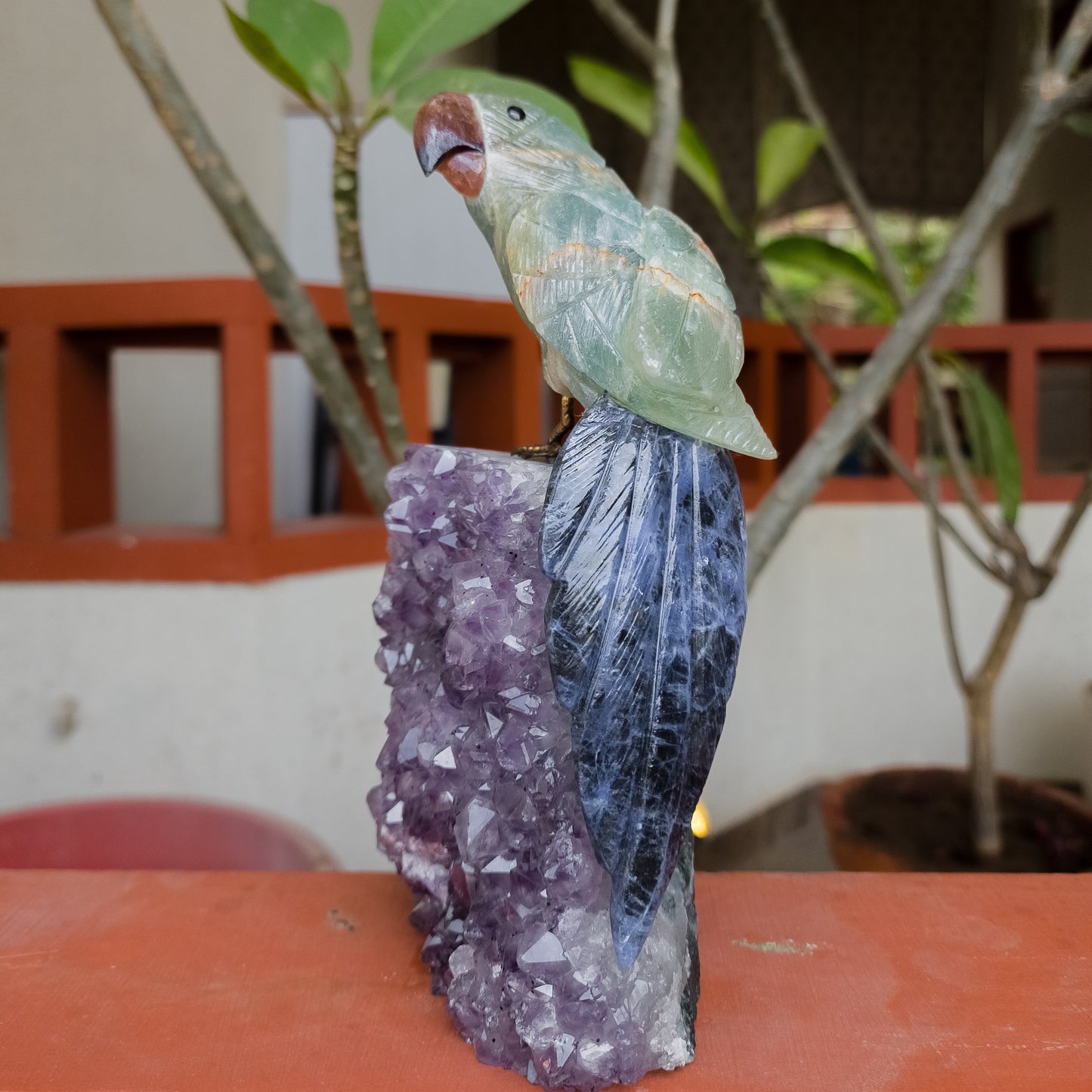 Aquamarine & Sodalite Crystal Bird