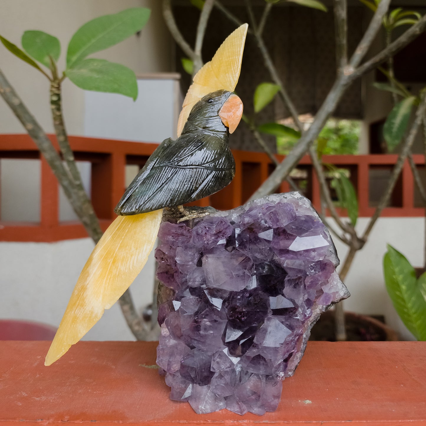 Unique Gemstone Bird Statue