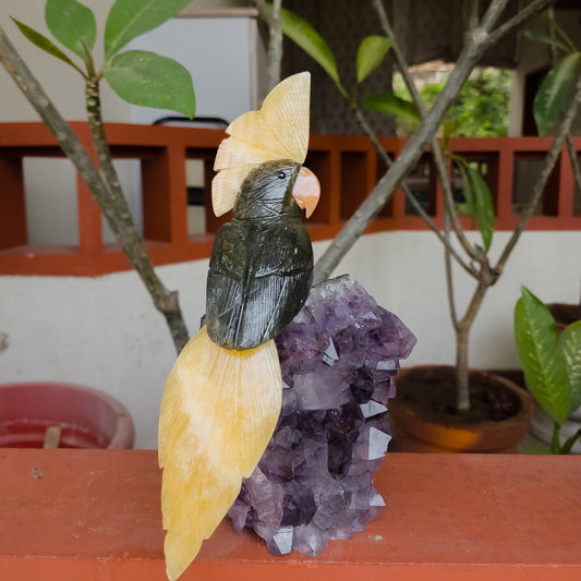 Unique Gemstone Bird Statue