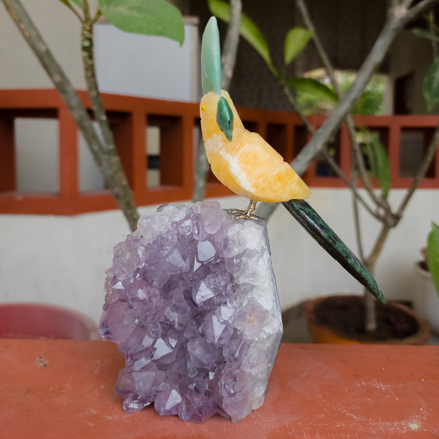Hand-Carved Gemstone Bird Precious Gift
