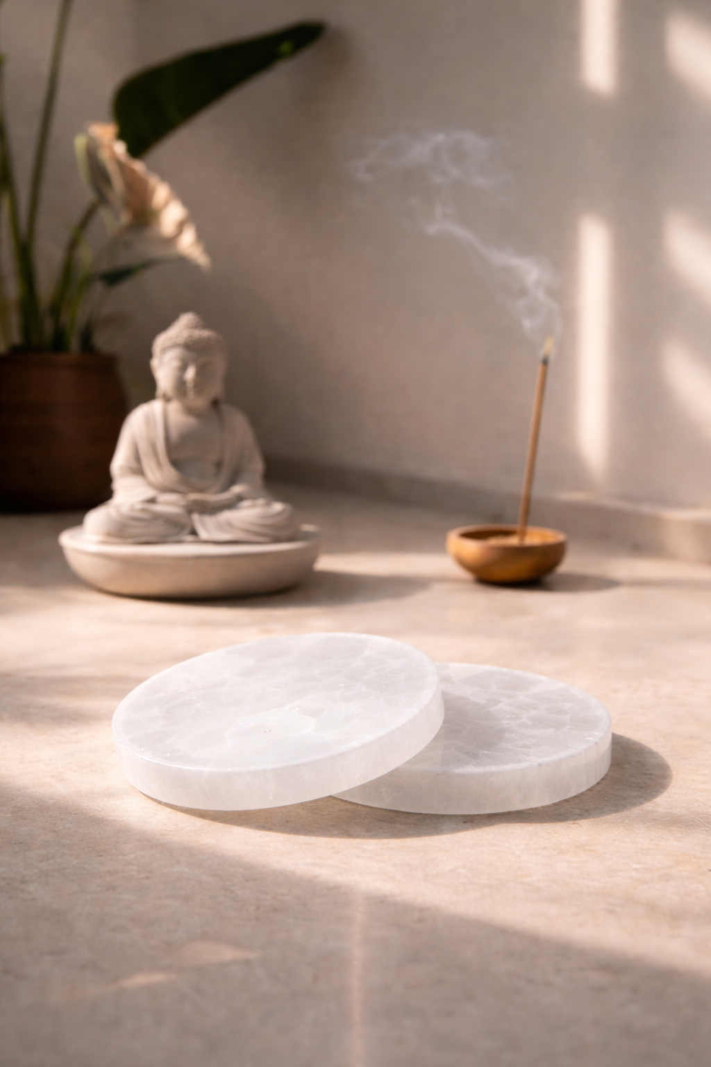 Luxury Selenite Crystal Coasters for Table Styling & Energy Cleansing