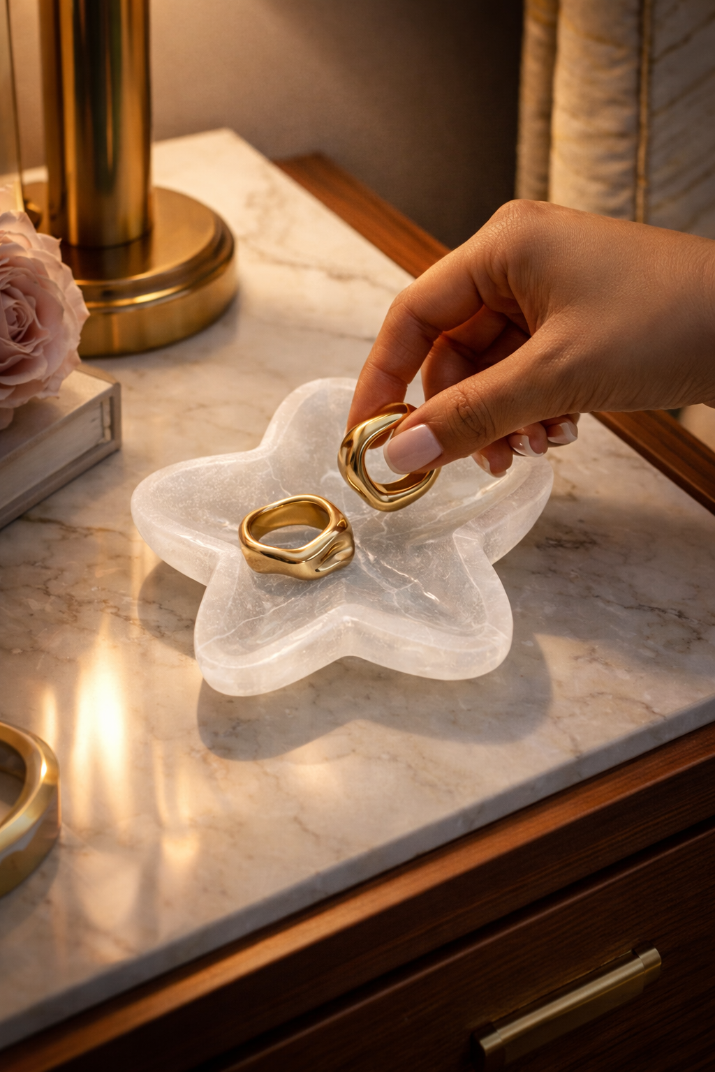 Selenite Star Table Organizer for Luxury Desk & Spiritual Decor