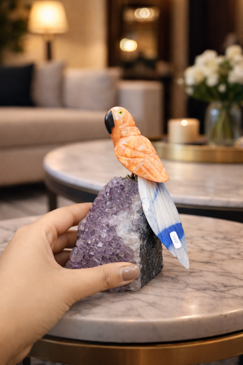 Decorative Gemstone Bird Idol for Housewarming Celebrations