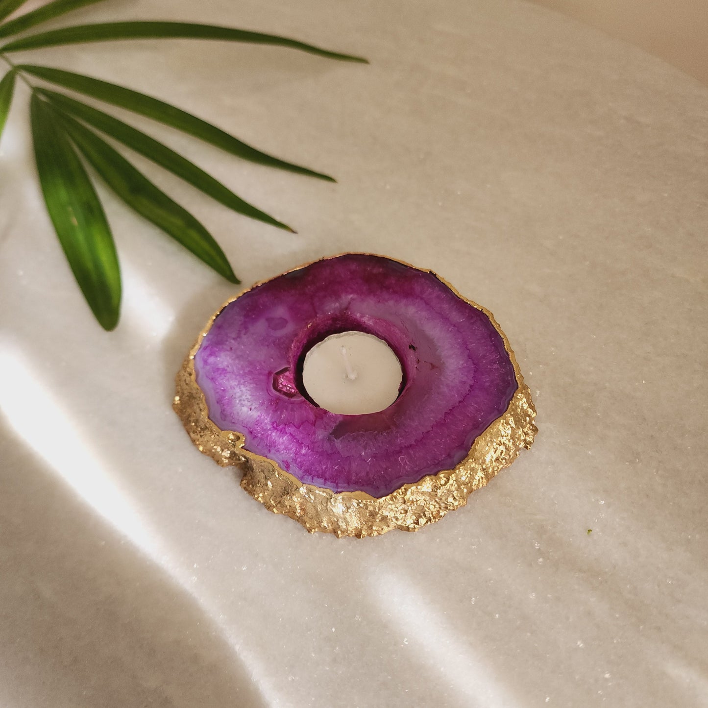 Pink Agate T-Light Holder