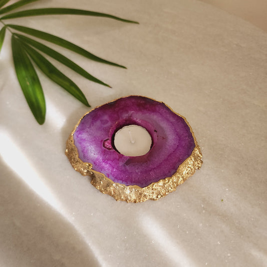 Pink Agate T-Light Holder