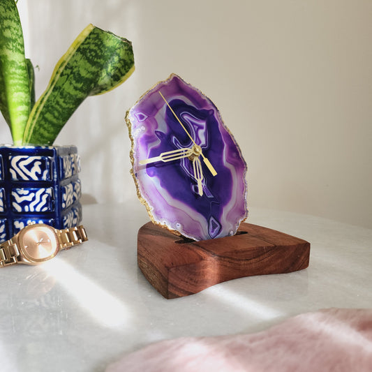 Purple Agate Table Clock