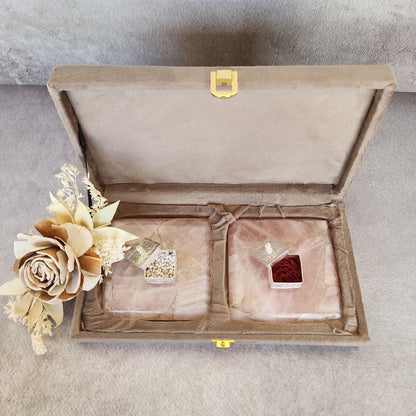 Rose Quartz Kesar Elaichi Luxe Set