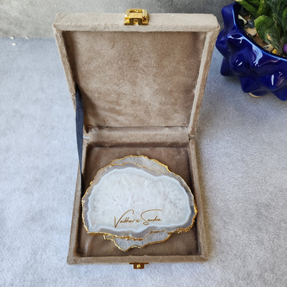 Premium Gemstone Coaster Set with names for Anniversary Hampers