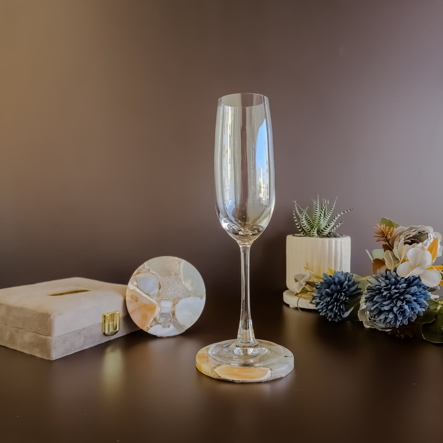 Natural Agate Coaster - Round ( Set of 2 )