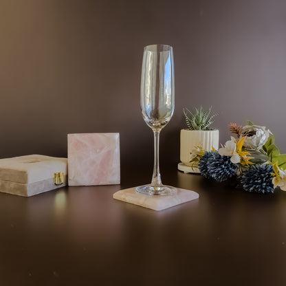 Rose Quartz Coaster- Square ( set of 2 )