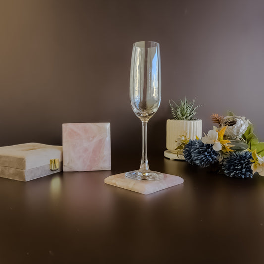 Rose Quartz Coaster- Square ( set of 2 )