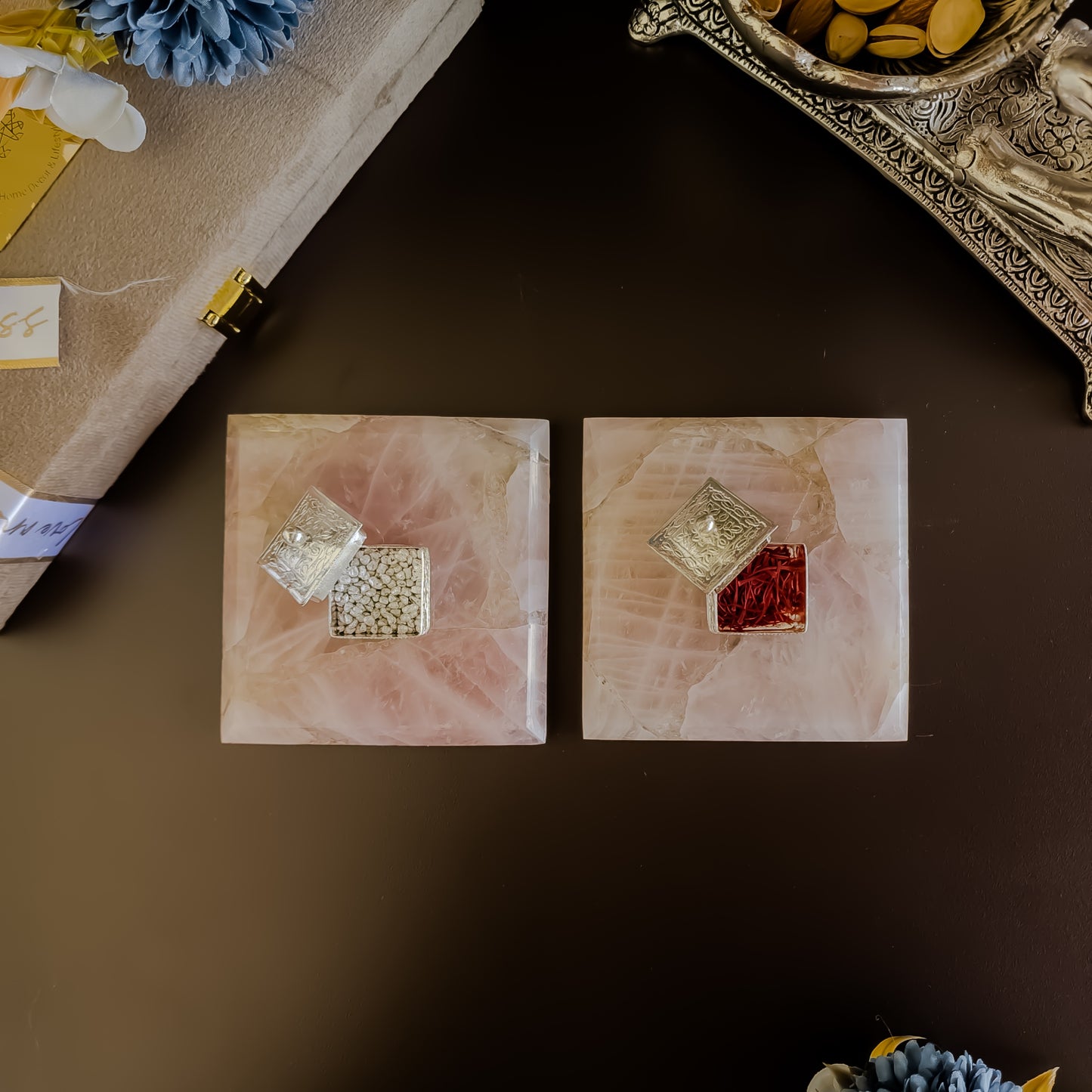 Rose Quartz Kesar Elaichi Luxe Set