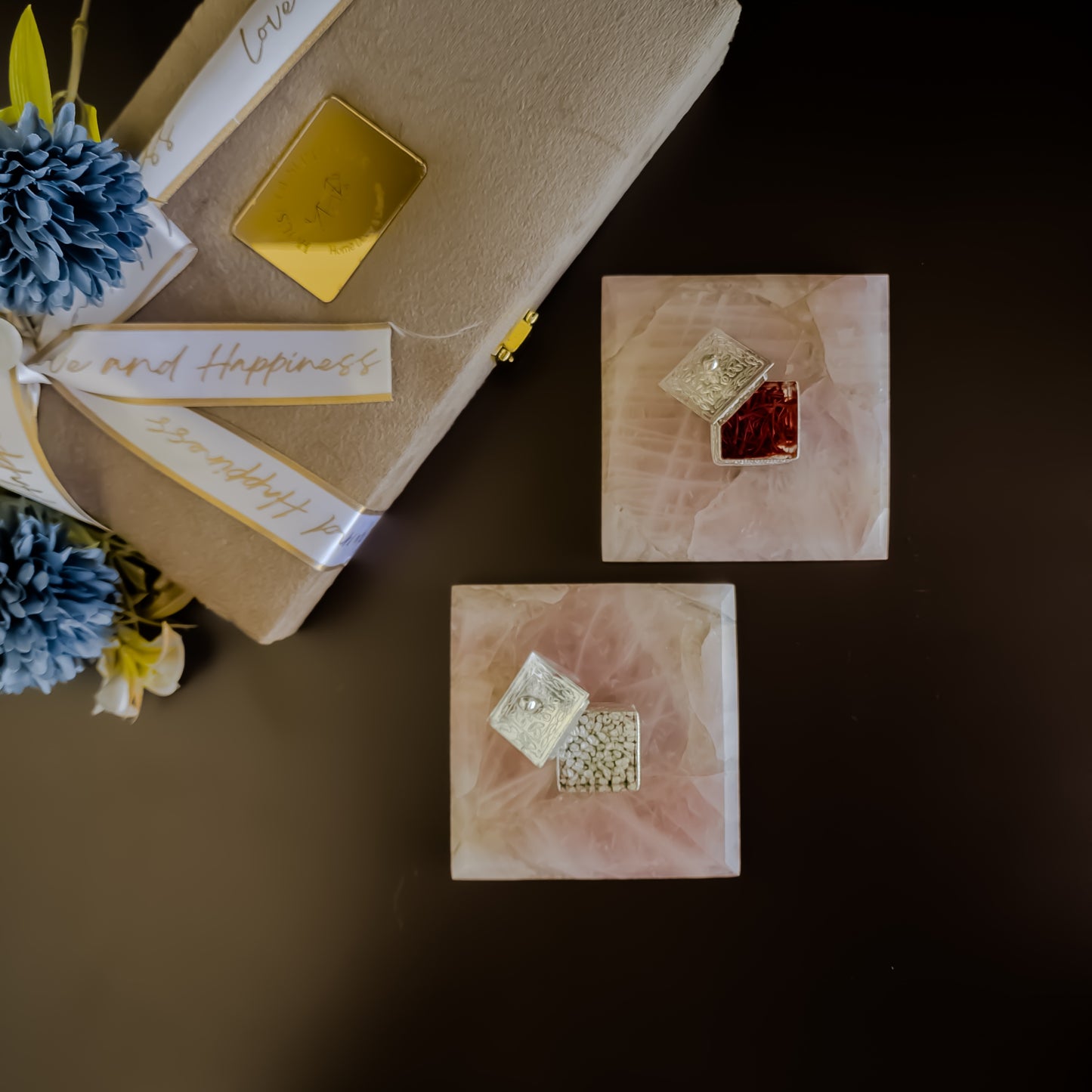 Rose Quartz Kesar Elaichi Luxe Set