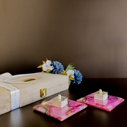 Pink Agate Kesar Elaichi Luxe Set