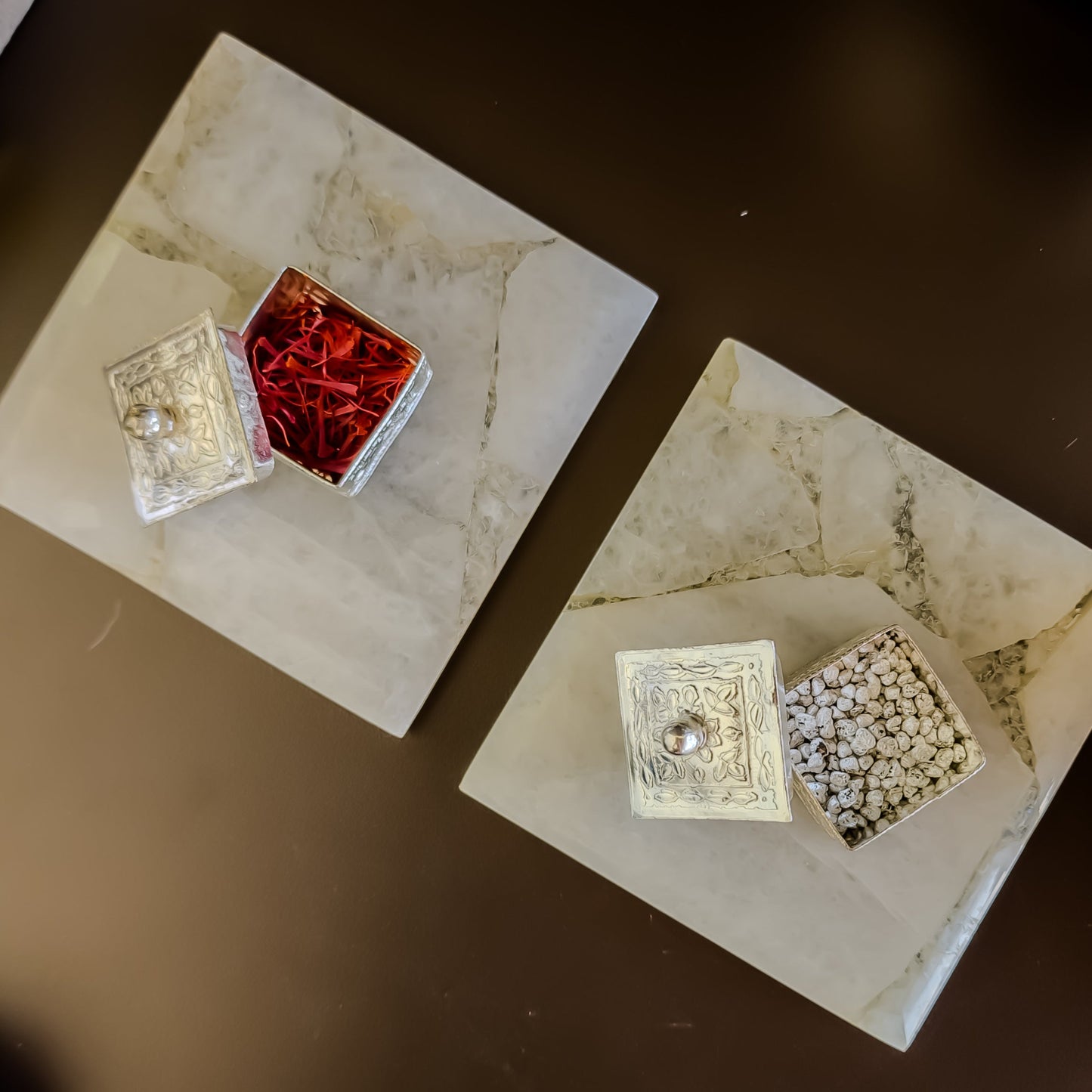 White Quartz Kesar Elaichi Luxe Set