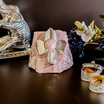 Ganesha Rose Quartz Figurine