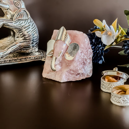 Ganesha Rose Quartz Figurine