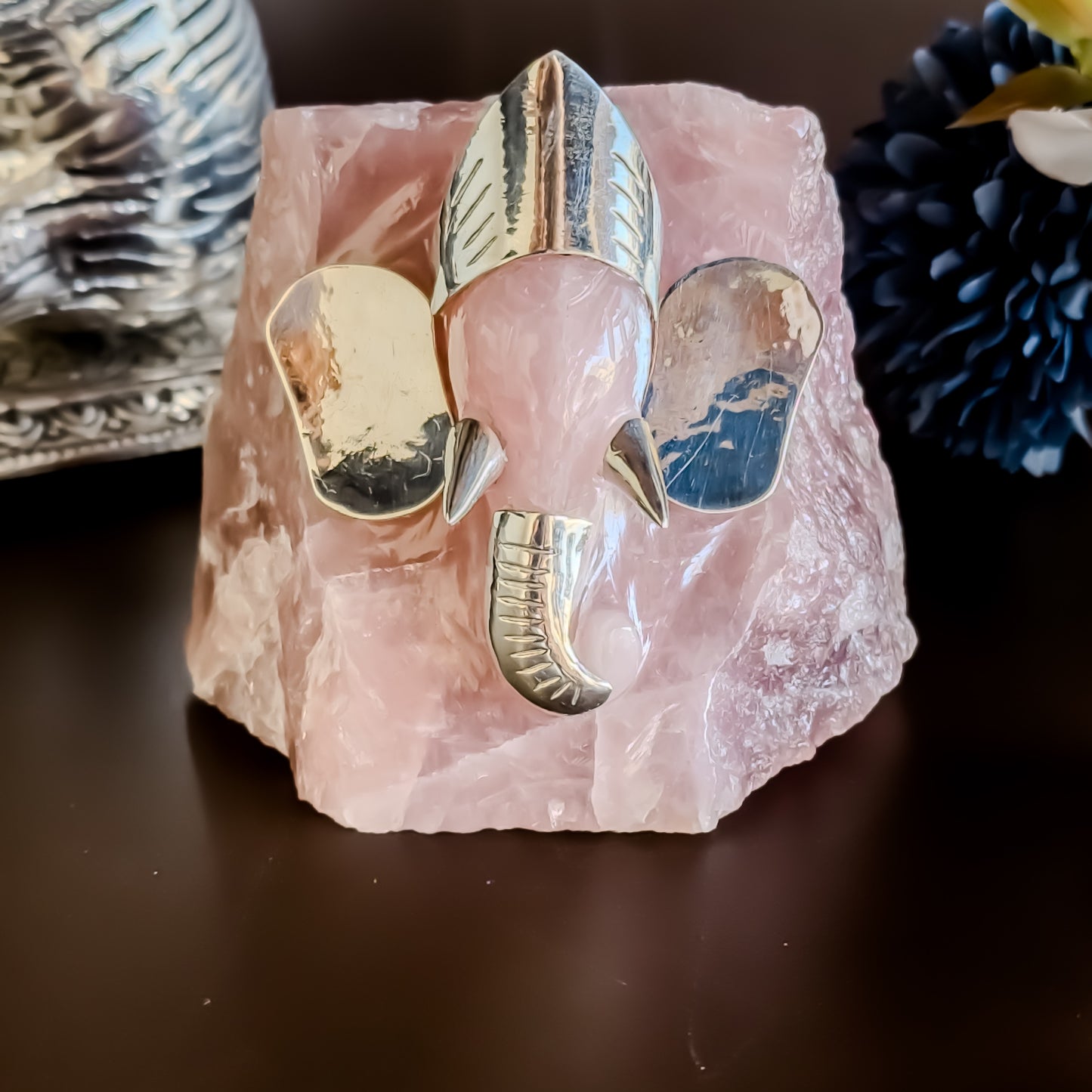 Ganesha Rose Quartz Figurine