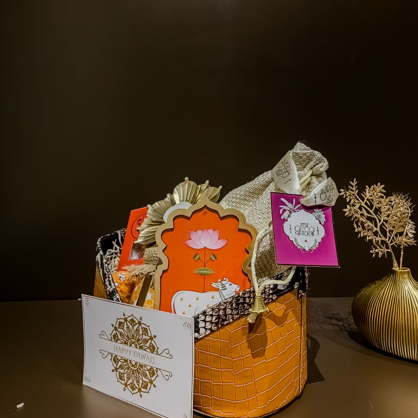 Shrinath Diwali hamper styled with heritage accents – premium luxury hampers for clients and corporates.