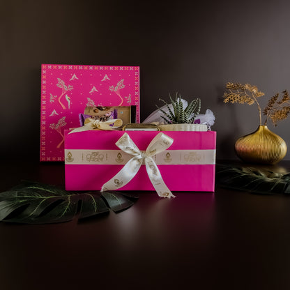 Artfully designed Diwali greetings box with rare and exotic gift elements – premium hampers for clients.