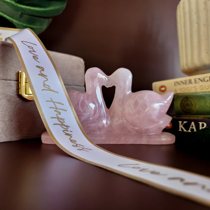 Rose Quartz Swan Gemstone Figurine