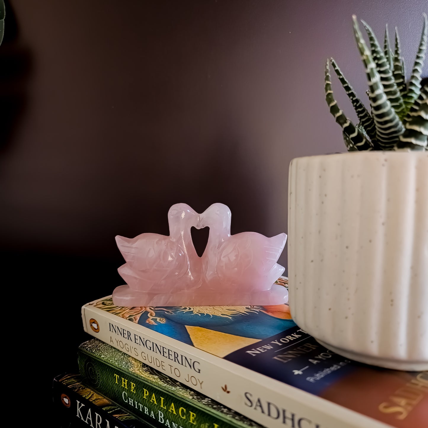 Rose Quartz Swan Gemstone Figurine