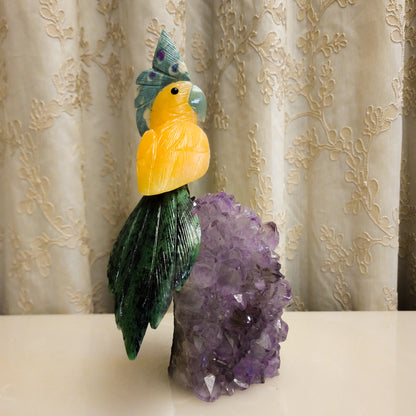 Hand-Carved Gemstone Bird Precious Gift
