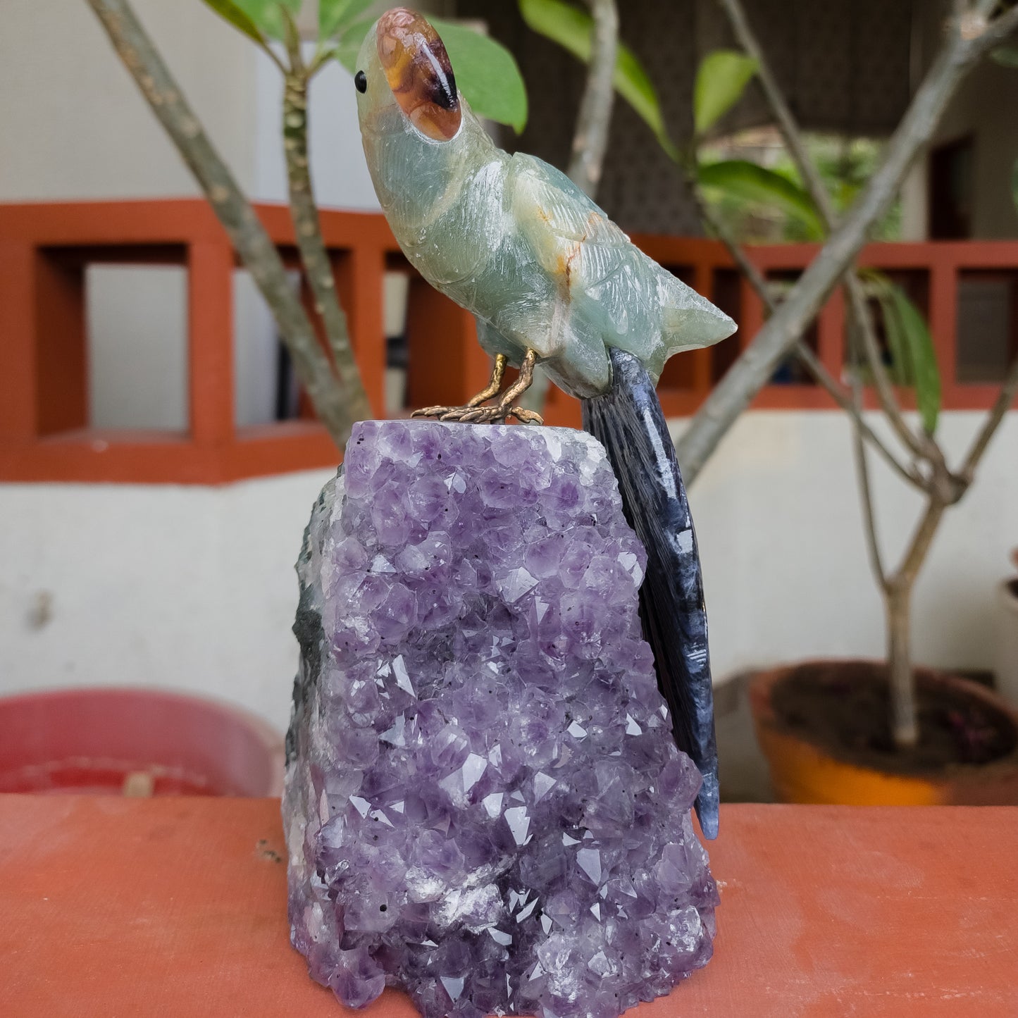 Aquamarine & Sodalite Crystal Bird